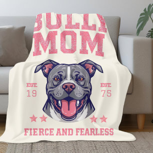 Felle Onversaagde Stierhond Moeder   Pitbull Mama  Fleece Deken