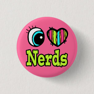 Felle Oog Hart Ik Hou van Nerds Ronde Button 3,2 Cm