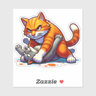Felle Oranje Cat Grappling Sticker