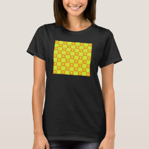 Felle Oranje Groene Geruite Tegel Met Harten T-shirt