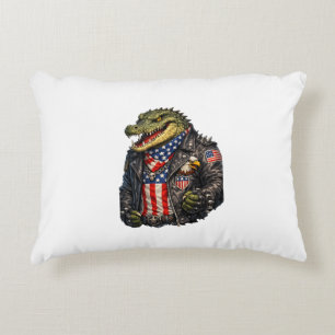 Felle Patriottische Alligator Biker Leren Jas St Accent Kussen