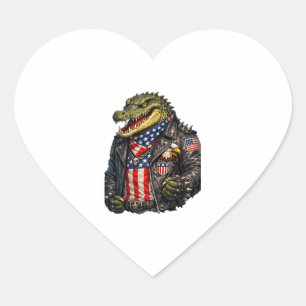 Felle Patriottische Alligator Biker Leren Jas St Hart Sticker