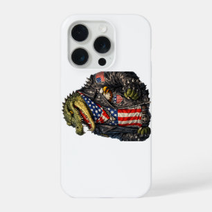 Felle Patriottische Alligator Biker Leren Jas St iPhone 15 Pro Hoesje