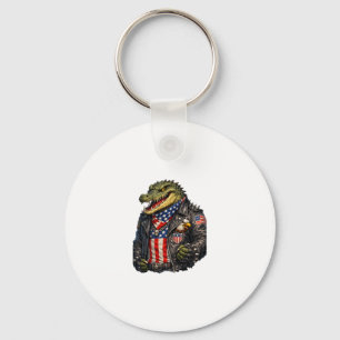 Felle Patriottische Alligator Biker Leren Jas St Sleutelhanger