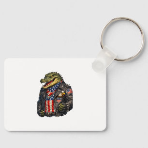 Felle Patriottische Alligator Biker Leren Jas St Sleutelhanger
