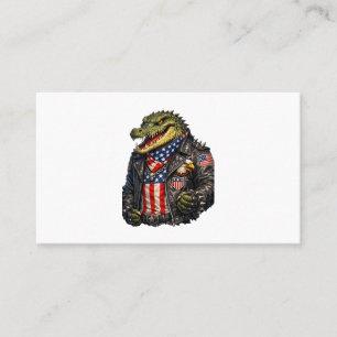 Felle Patriottische Alligator Biker Leren Jas St Visitekaartje