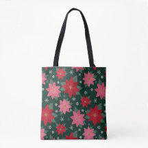 Felle Preppy Kerst Poinsettia Boodschappentas
