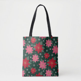 Felle Preppy Kerst Poinsettia Boodschappentas Draagtas