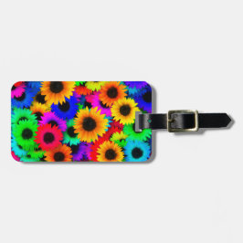 Felle Psychedelische Bloemenkind Hippie Patroon Bagagelabel