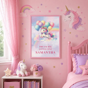 Felle Regenboog Eenhoorn Ingelijst Canvas Kinderde Afdruk