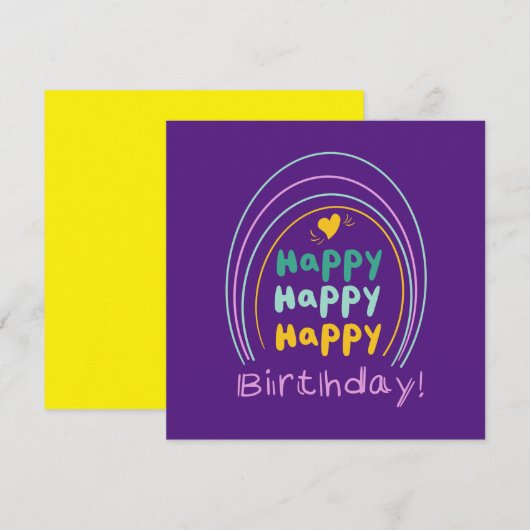 Felle Regenboog Gelukkige Verjaardag Lettering Kaart (Voorkant / Achterkant)