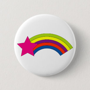 Felle Regenboog & Roze Ster Kleurrijk Ronde Button 5,7 Cm