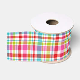 Felle Regenboog Schotse Ruit Geruite Patroon Grosgrain Lint