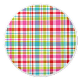 Felle regenboogruit geruite patroon keramische knop