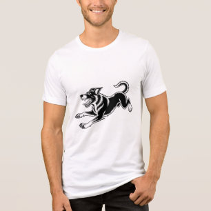 Felle Rennende Hond Grafisch Vintage Houtsnede Hon Tri-Blend Shirt