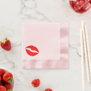 Felle rode lippenstift kus servet