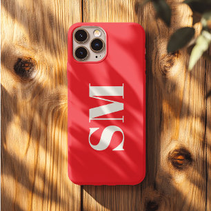 Felle rode monogram initiaal iPhone 13 pro max hoesje