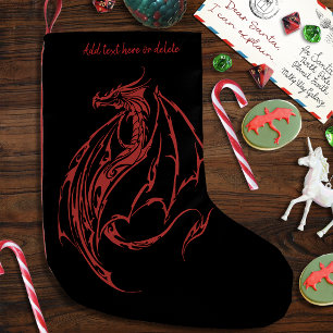 Felle Rode Tribale Draak Silhouet Fantasie Kleine Kerstsok