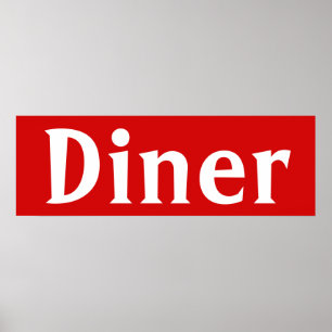 Felle Rood Diner Muurkunst Poster Afdruk