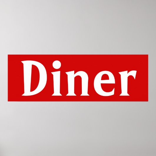 Felle Rood Diner Muurkunst Poster Afdruk (Voorkant)