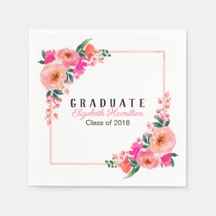 Felle Roze Botanische Bloemengraduate Feest Servet