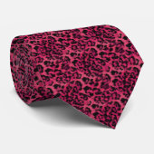 Felle roze en zwarte gevlekte luipaard stropdas (Opgerold)