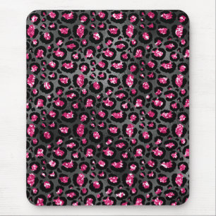 Felle roze en zwarte glam dierprint muismat