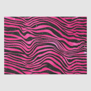 Felle roze en zwarte glamour dierprint strepen tissuepapier