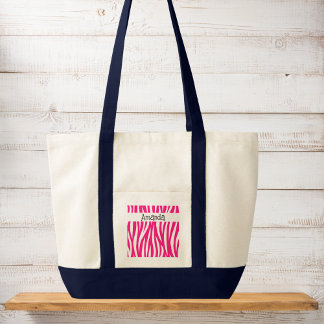 Felle roze golvende dierenprint boodschappentas tote bag