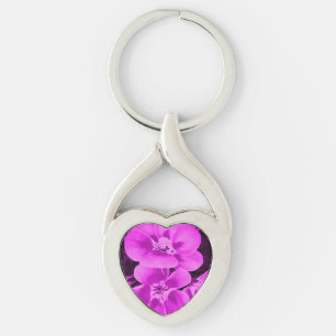 Felle Roze Tropische Bloemen Sleutelhanger