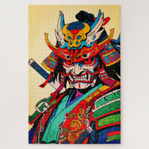 Felle Samoerai Krijger – Kleurrijke Japanse Bushid Legpuzzel