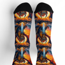 Felle sokken UNISEX Draak met zwaard 0040758