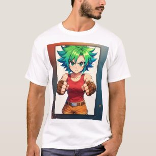 Felle Strijdster Meisje – Anime Krijger Kunst T-shirt