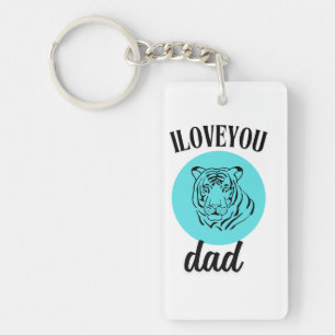 Felle tijger papa liefde kunst sleutelhanger