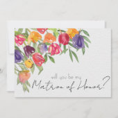 Felle tulpen en groen Matrone van eer Kaart (Voorkant)