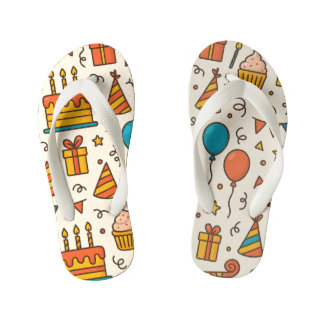 Felle Verjaardagsfeest Naadloos Patroon Kinder Teenslippers