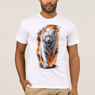 Felle Vlammende Lynx die door Vlammen Loopt T-shirt
