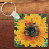 Felle zonnebloem op groene achtergrond sleutelhanger (Voorkant)