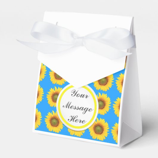 Felle zonnebloemen aangepaste tekst bedankdoosjes (Voorkant Zijde)