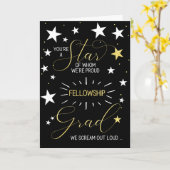 Fellowship Afstuderen Black Gold Stars Typography Kaart (Gele Bloem)