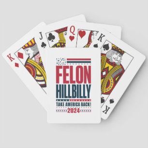 Felon Hillbilly 2024 Trump Vance 2024 Verkiezingen Pokerkaarten