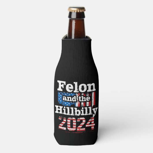  Felon & Hillbilly Trump Vance 2024 Flesjeskoeler (Fles Voorkant)