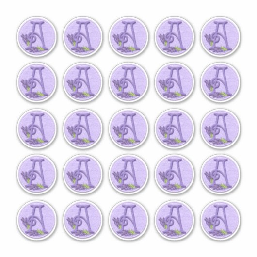 Felt Style Lavender Monogram Rounds Sticker (Voorkant)