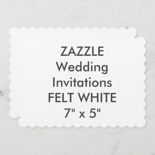 FELT WHITE 110lb 7x5"Geschriste Uitnodiging van he (Voorkant / Achterkant)