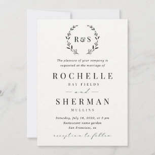 Felt White Premium Rustic Leaf Monogram Weddenscha Kaart