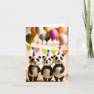 Felted Panda Party Wenskaart Kaart
