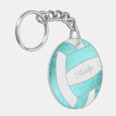 felturquoise douanenaam volleyball sleutelhanger (Voorkant Links)
