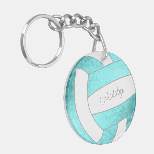 felturquoise douanenaam volleyball sleutelhanger (Voorkant Links)