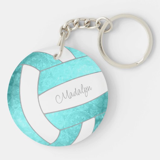 felturquoise douanenaam volleyball sleutelhanger (Achterkant)
