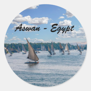 Feluccas varen langs de Nijl - Aswan, Egypte Ronde Sticker